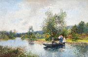 Severin Nilsson Rowing in a summer landscape France oil painting artist